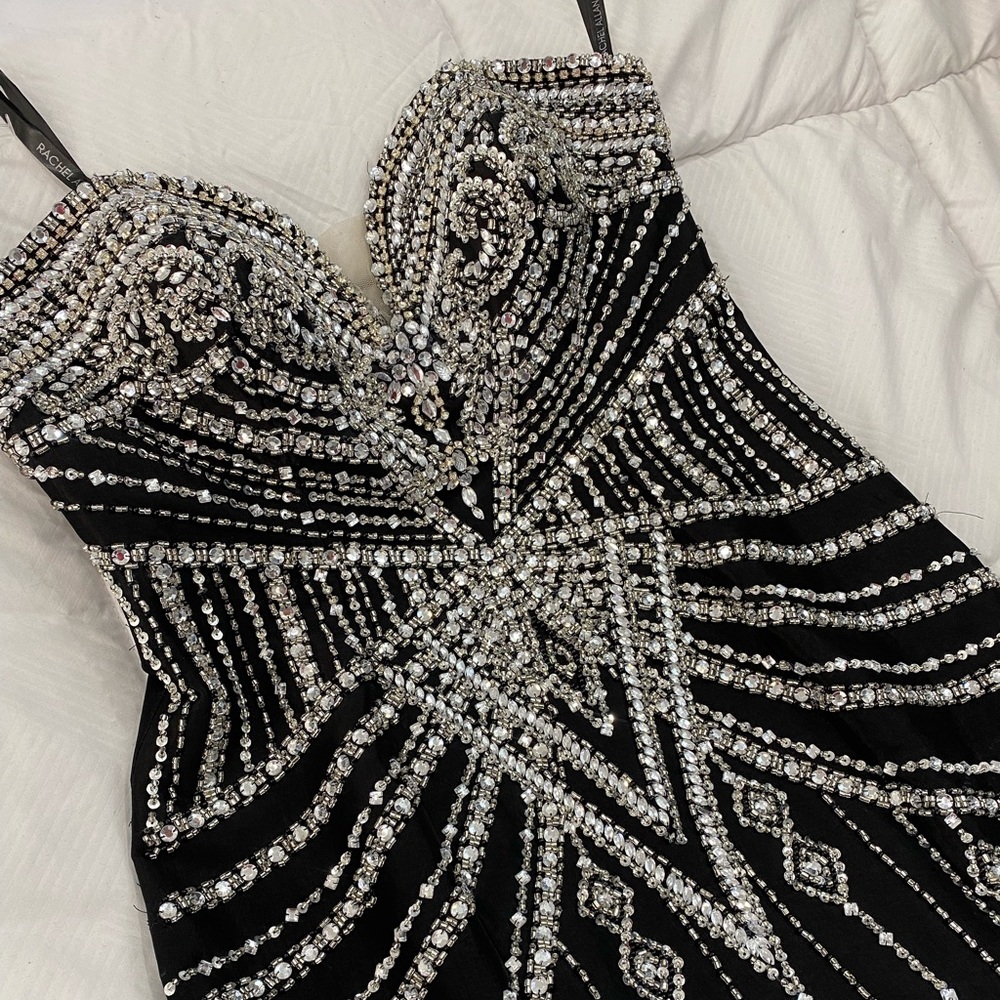 COPY - Gorgeous Rachel Allan evening gown heavily bejeweled. - Picture 3 of 11